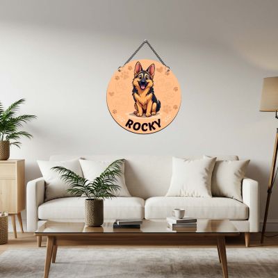 Personalized Cute Dog Theme Wall Hanging Best Gifts for Dogs Lover Home Decoration Items for Living Room, Bedroom & Hall Dog Theme Return Gift Door Name Plate